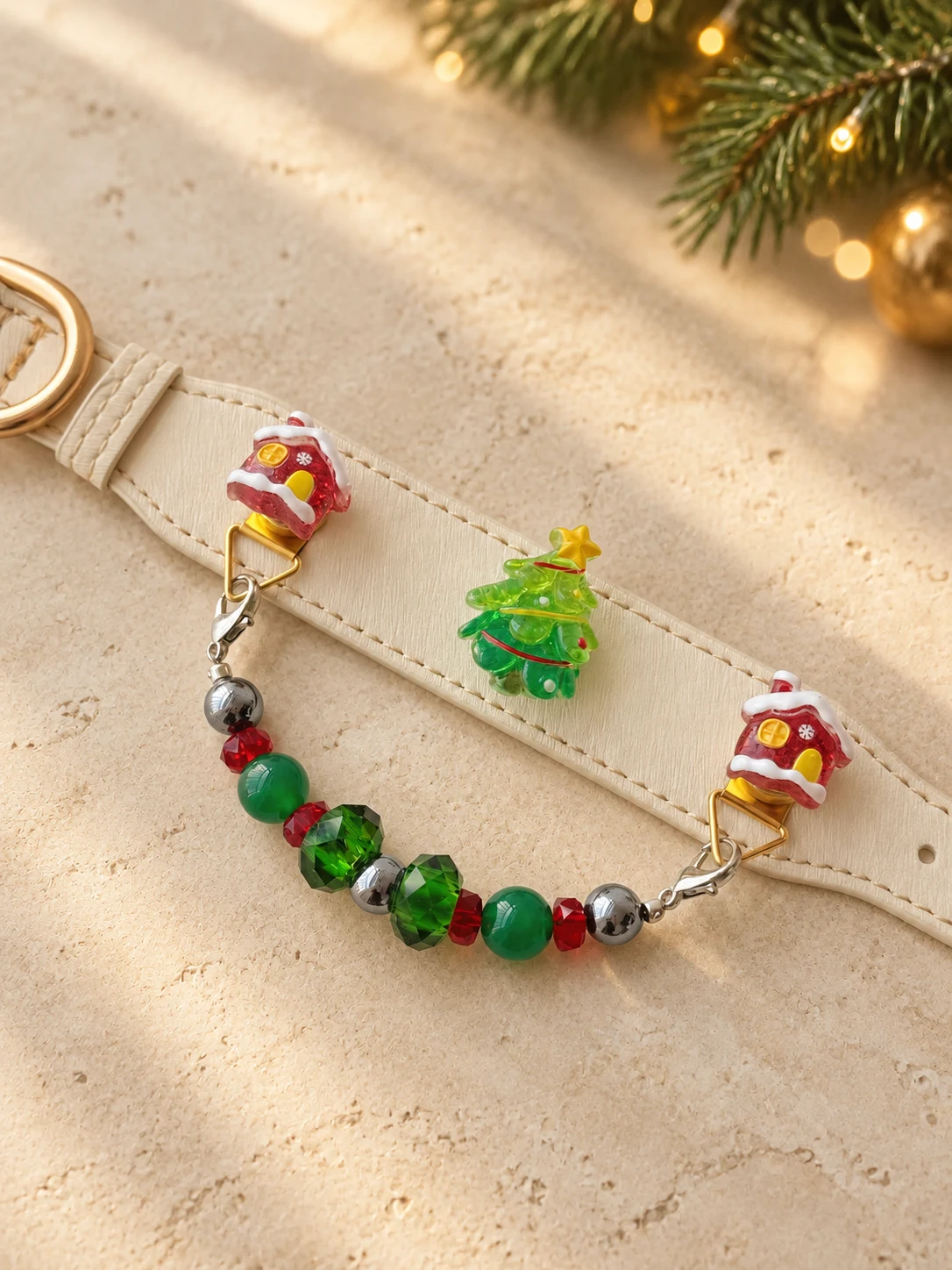 Close detail of the removable snap decorations