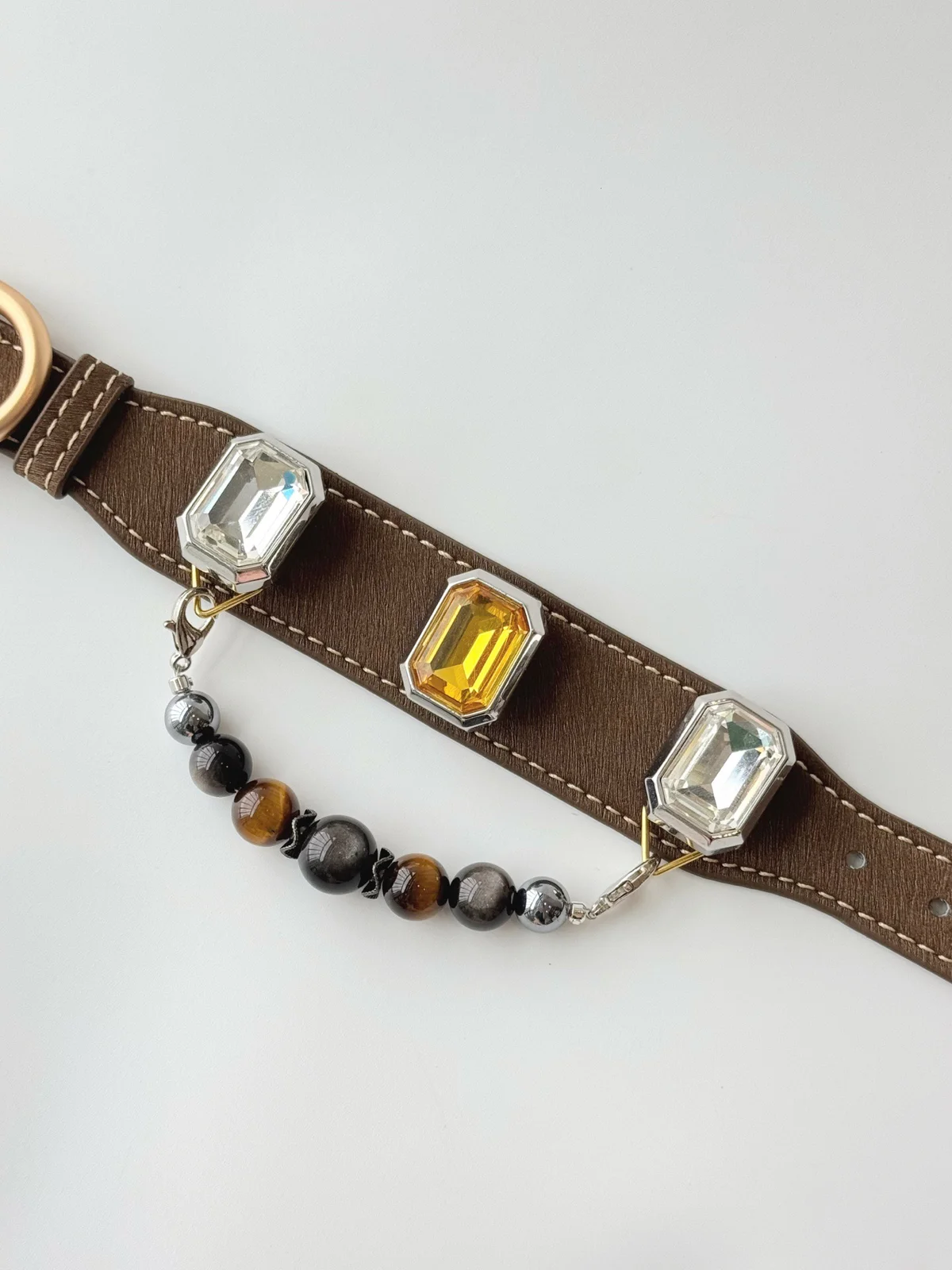 Golden Eclipse gemstone crystal series signature jewelry pet collar, product view 1