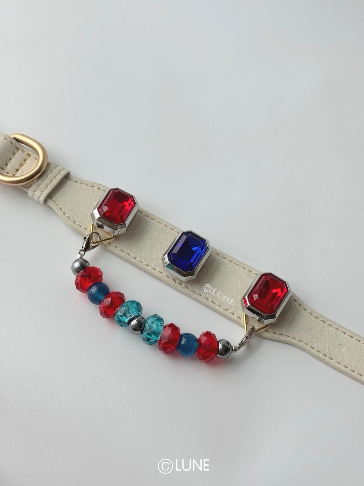 Sapphire Ribbon classic gemstone series signature jewelry pet collar, product view 1